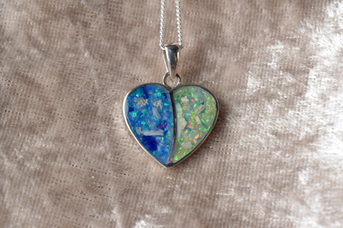 925 sterling silver split heart pendant with hidden or visible ashes