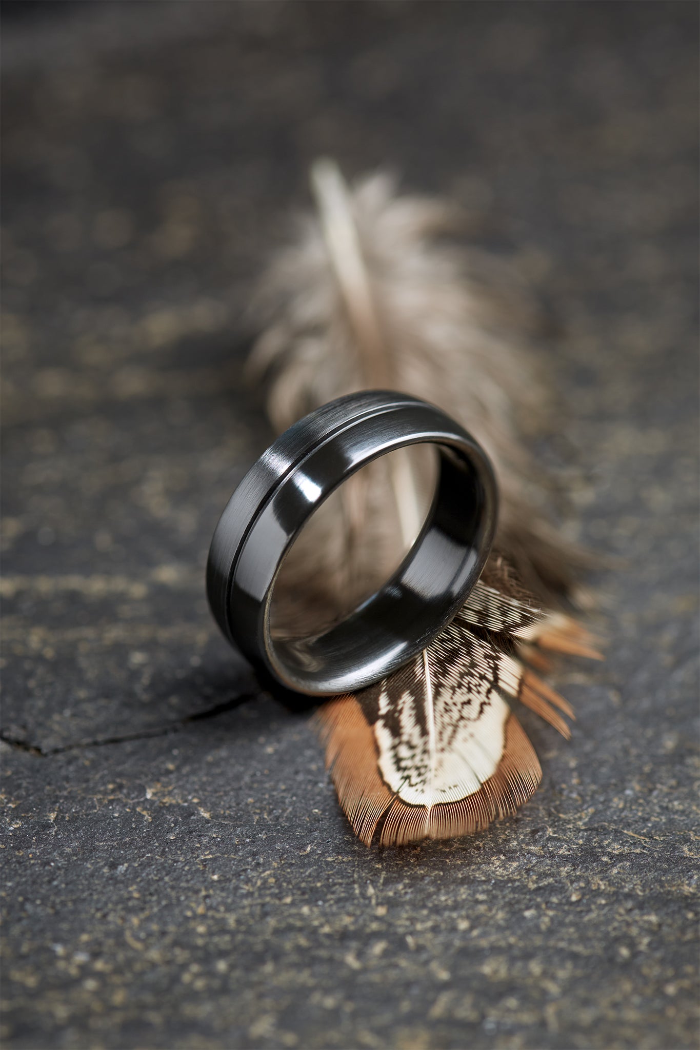 Ness Half and Half Black Zirconium Ring image 0