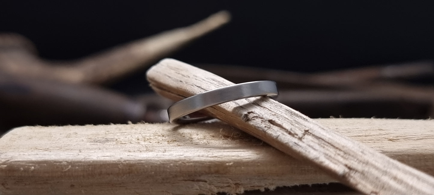 Slim Titanium Satin Flat Shape Ring image 4