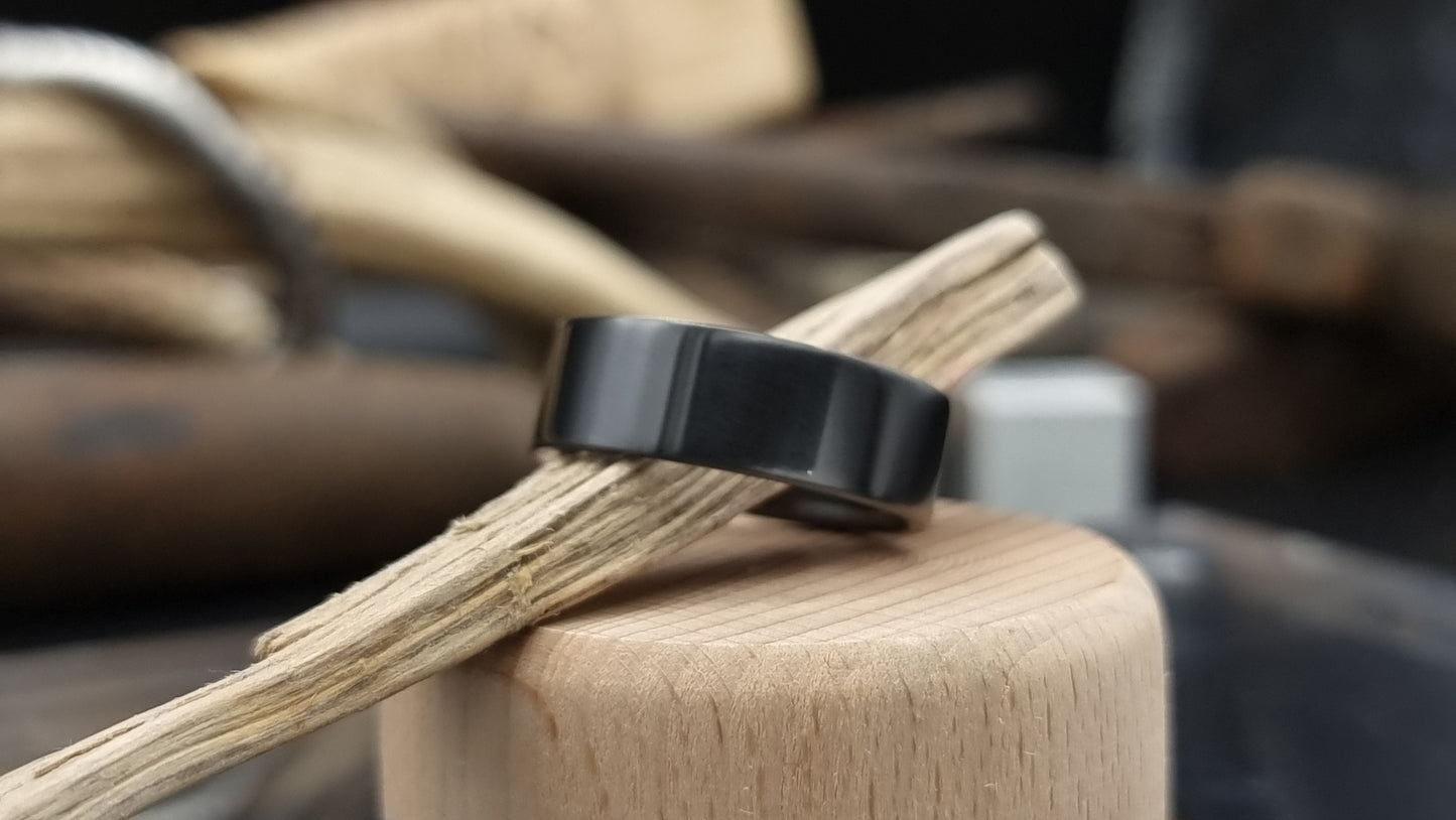 Black Zirconium Flat Shape Ring