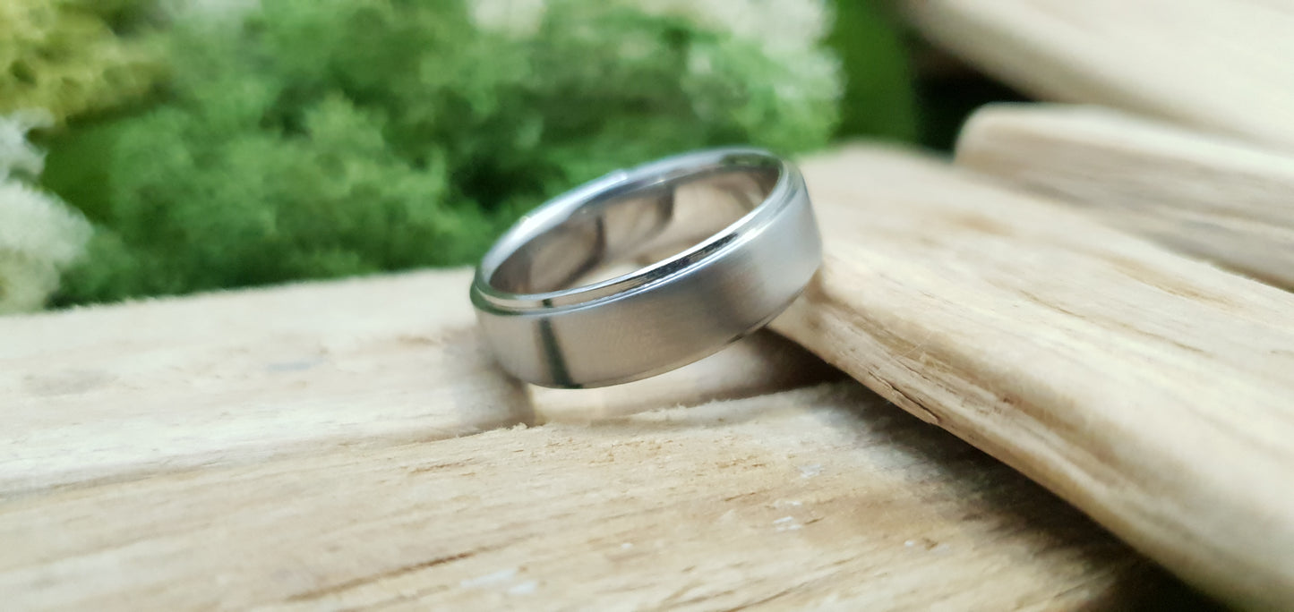 Bannock Burn Stainless Steel Satin Ring image 3