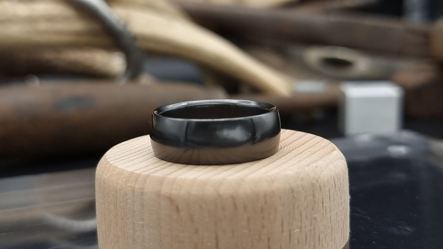 Black Zirconium Court Shape Ring image 3