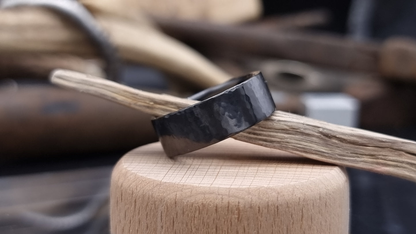 Deveron Hammered Black Zirconium Ring image 2