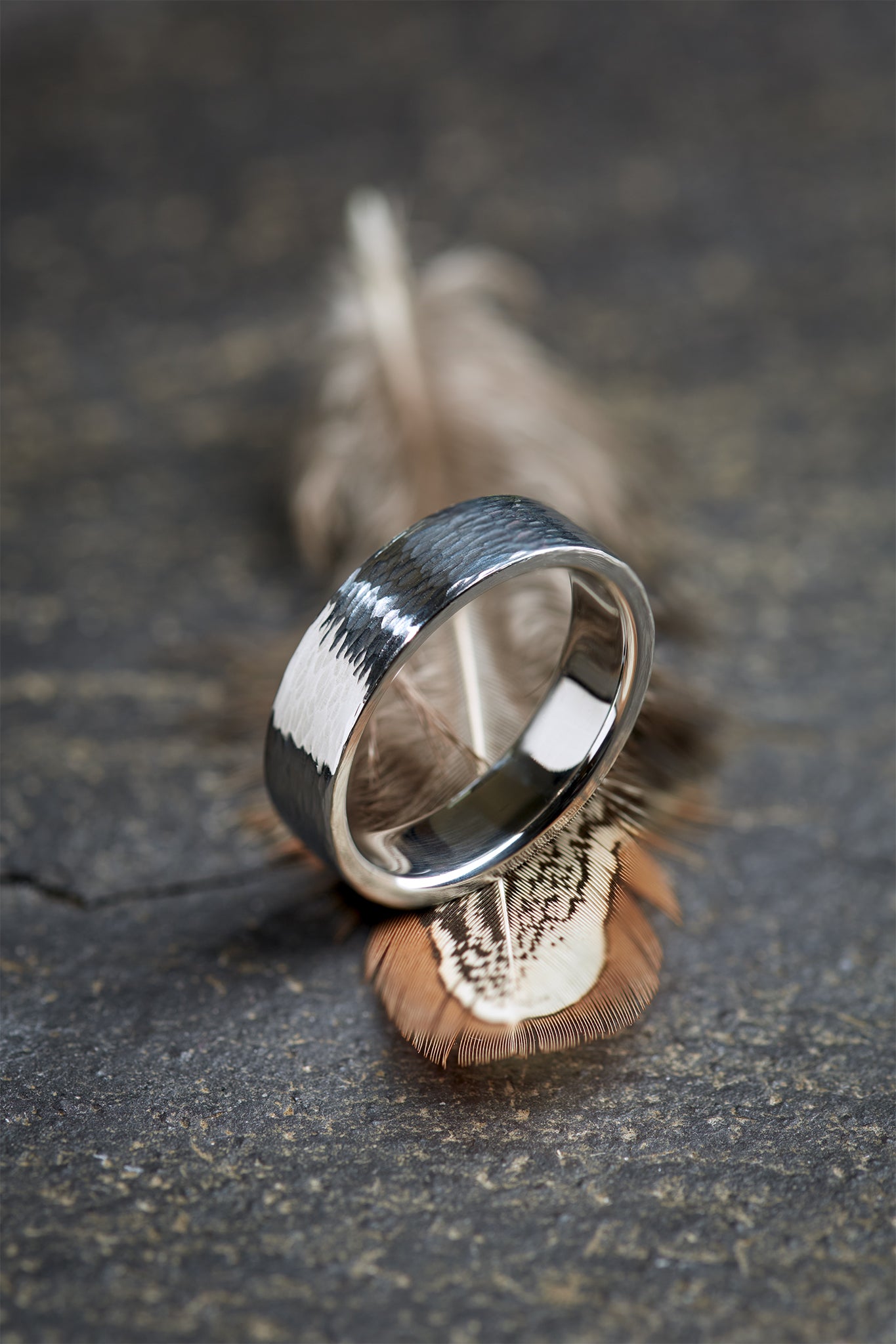 Torridon Hammered Stainless Steel Ring image 0