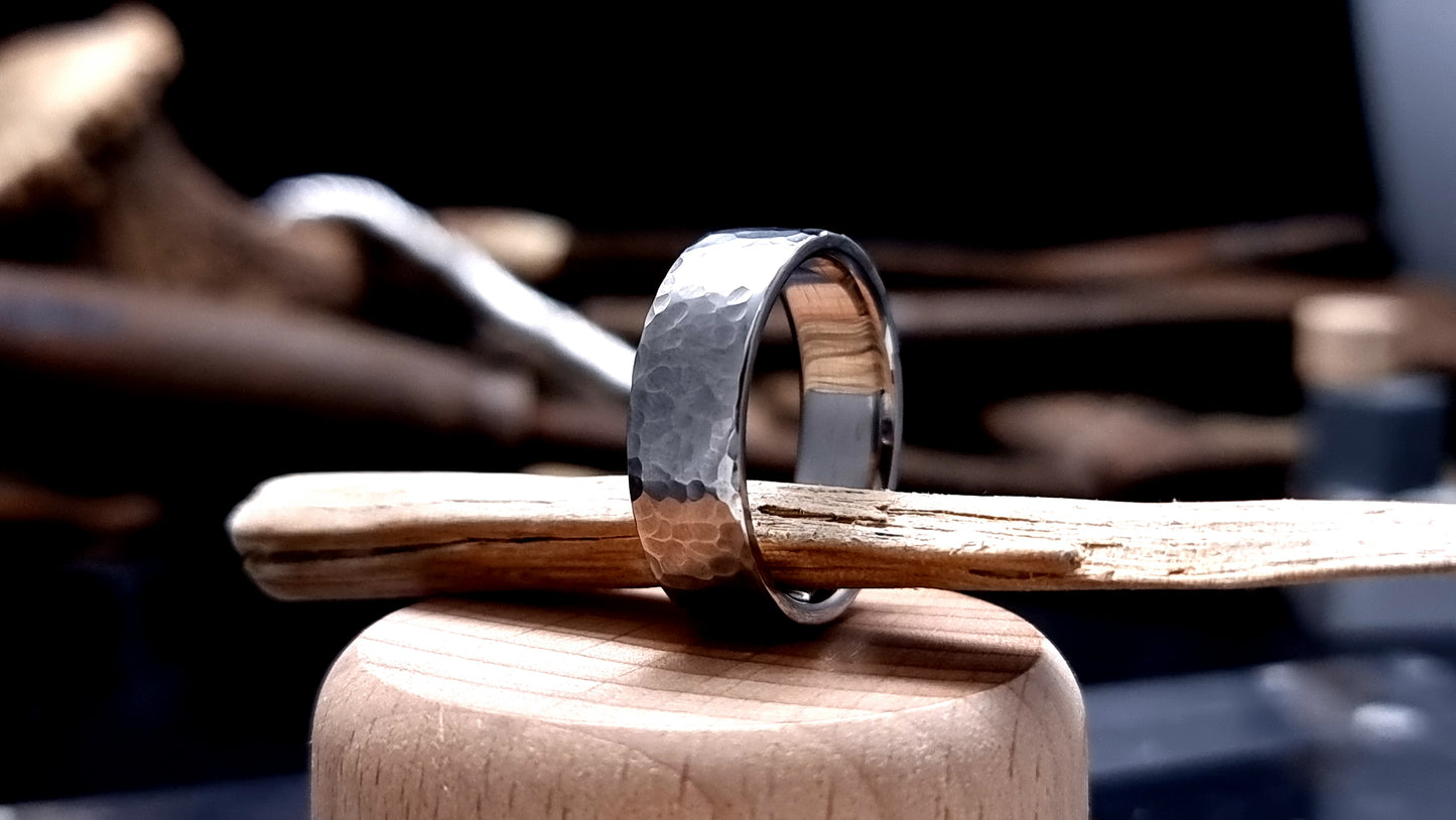 Deveron Hammered Titanium Ring