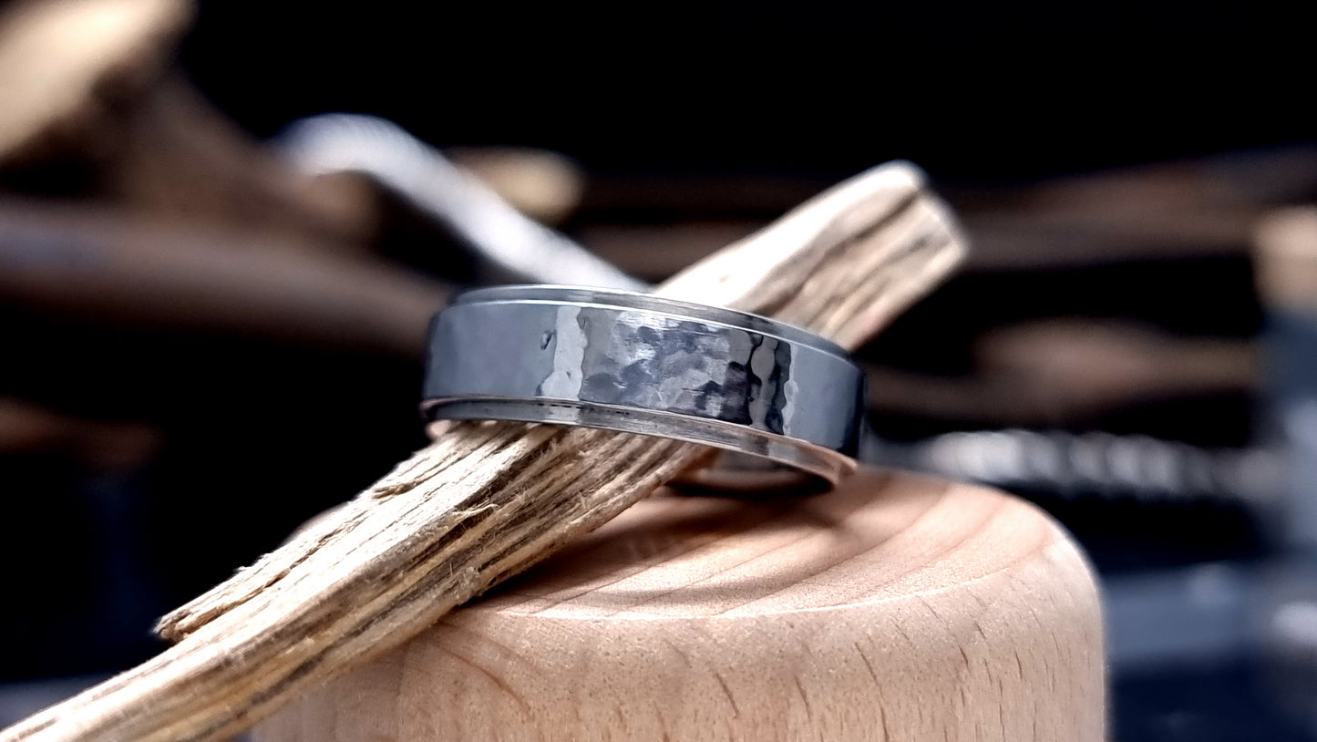 Ythan Hammered Stainless Steel Ring image 3