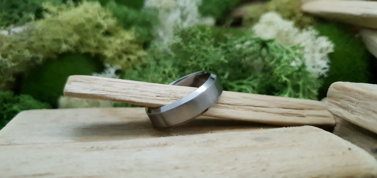 Titanium Satin Finish Bevel Shape Ring