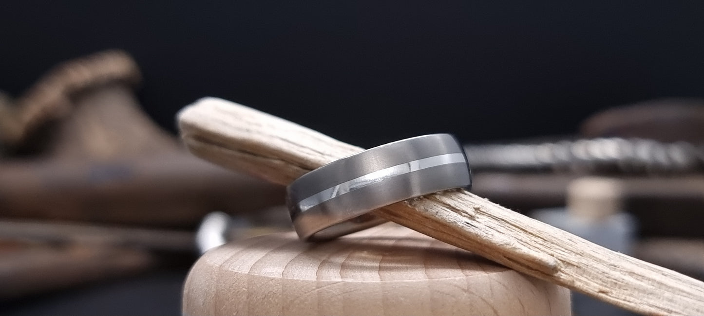 Falls of Feugh Silver Inlay Titanium Ring image 4