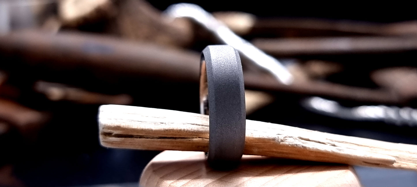 Titanium Blasted Bevel Shape Ring image 2