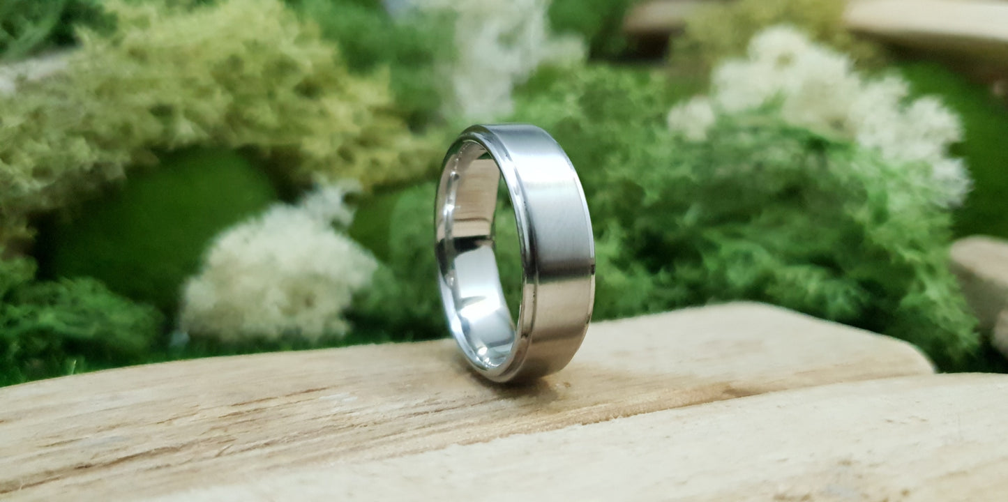 Bannock Burn Stainless Steel Satin Ring image 0