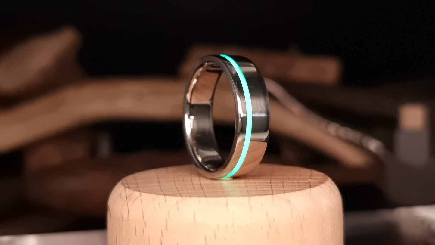 Lumo in Lime UV Glow Stainless Steel Ring image 2