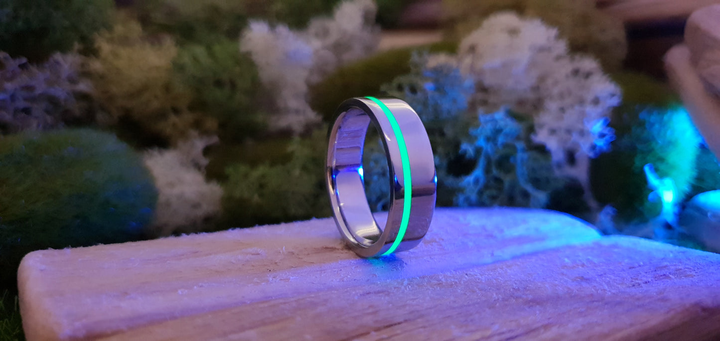 Lumo in Lime UV Glow Stainless Steel Ring image 6