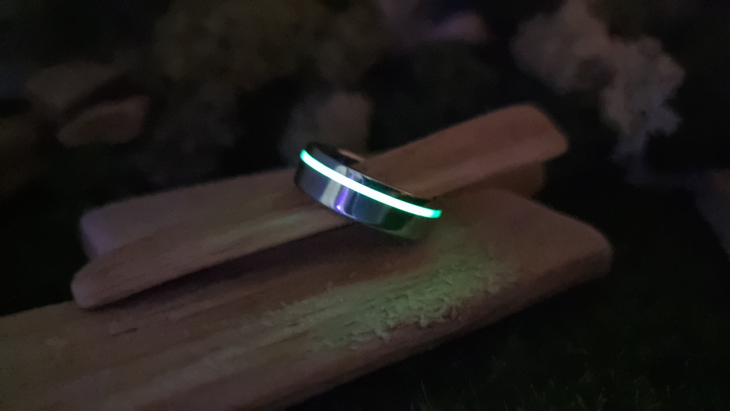 Lumo in Lime UV Glow Stainless Steel Ring image 12