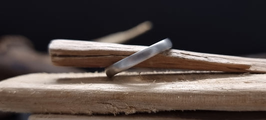 Slim Titanium Satin Court Shape Ring image 1