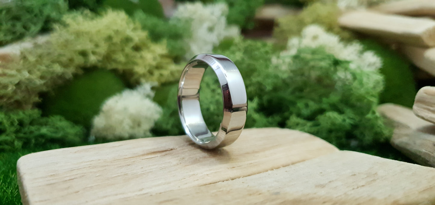 Stainless Steel Bevel Shape Polished Ring image 0