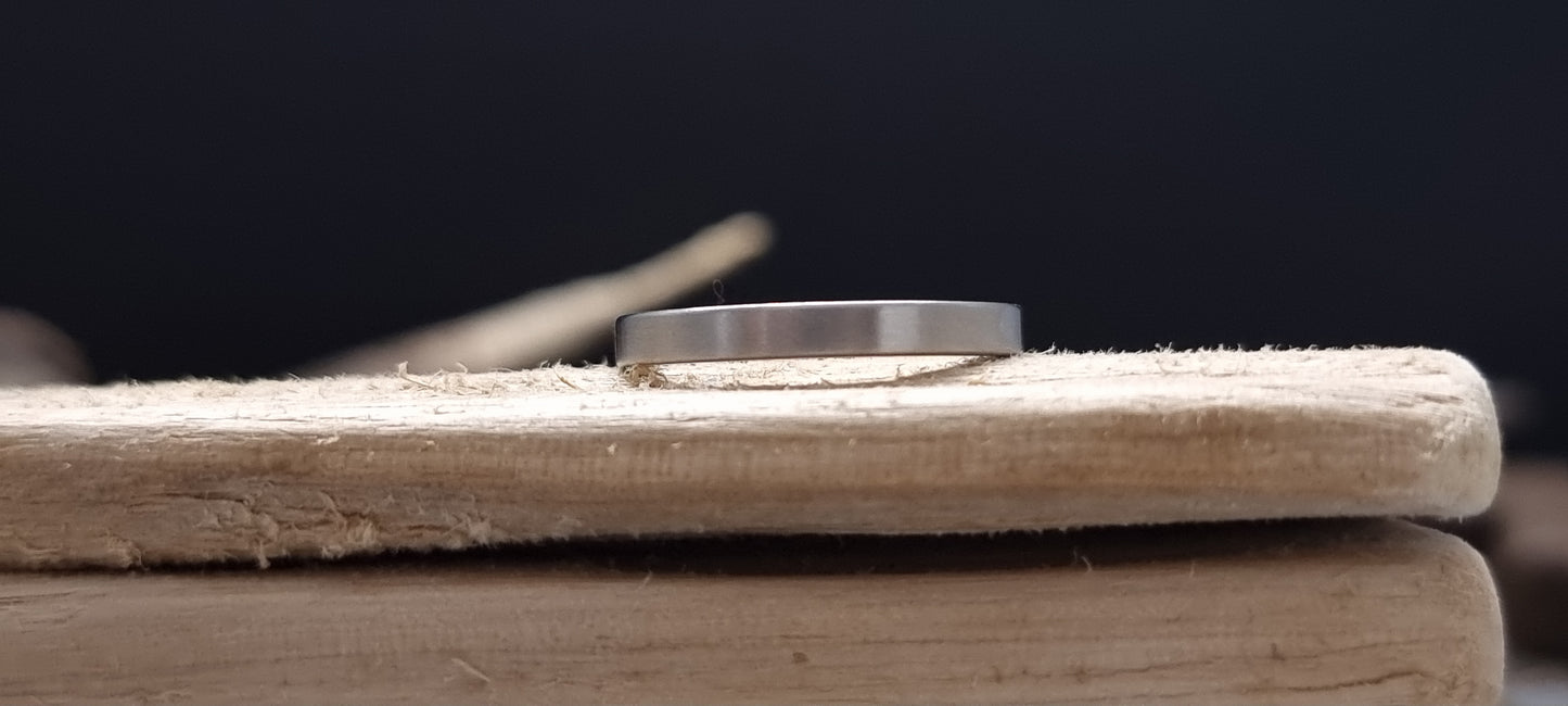 Slim Titanium Satin Flat Shape Ring image 5