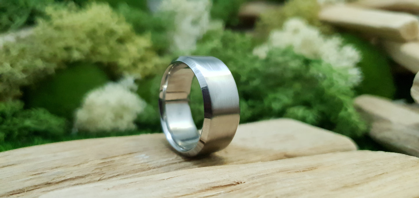 Stainless Steel Satin Finish Bevel Shape Ring image 2