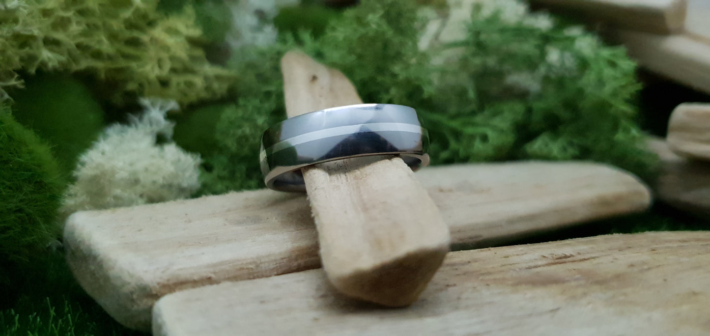 Falls of Feugh Silver Inlay Titanium Ring image 8