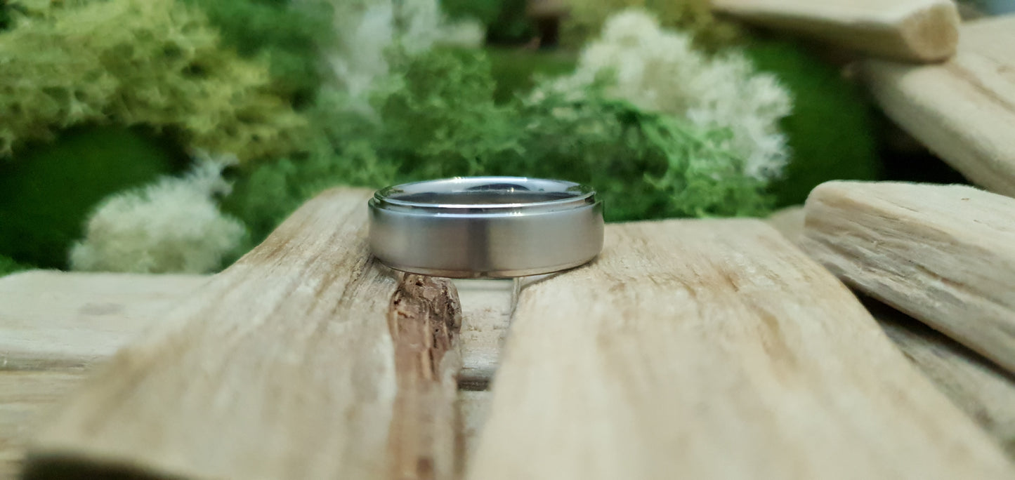 Bannock Burn Stainless Steel Satin Ring image 1