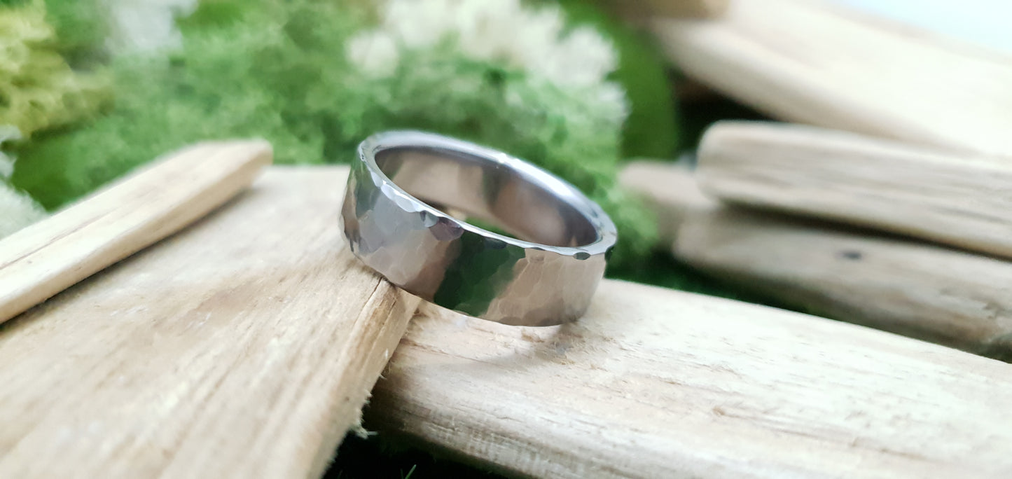 Deveron Hammered Titanium Ring