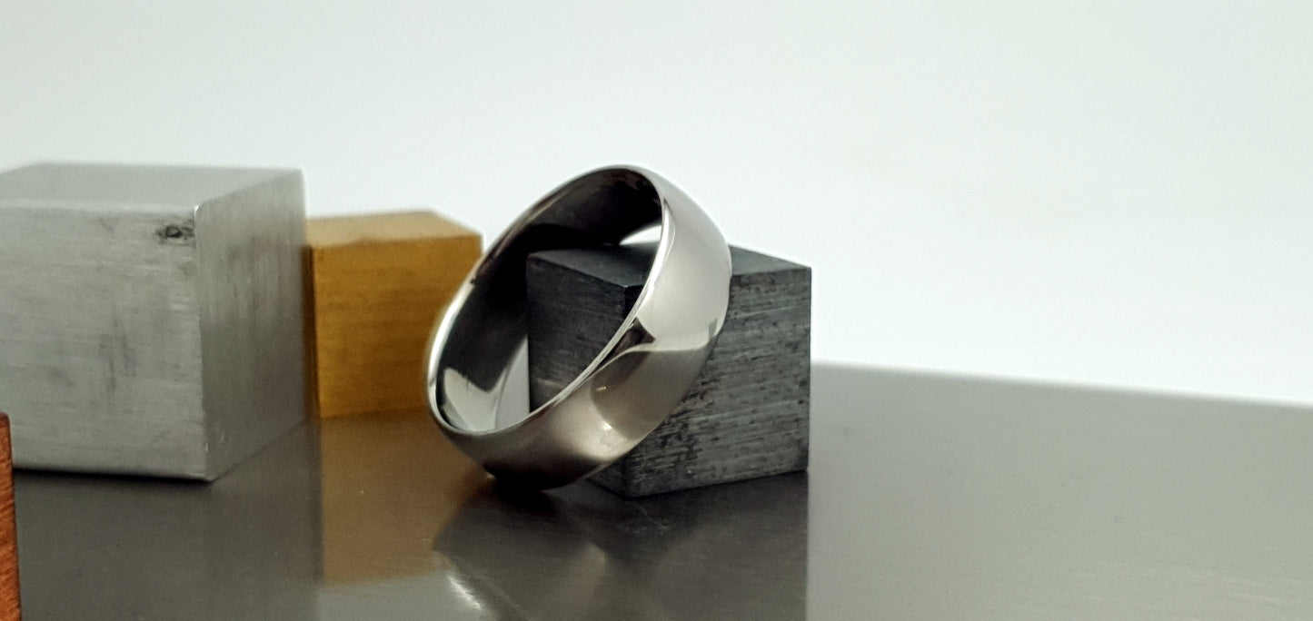 Stainless Steel Polished Court Shape Ring image 3