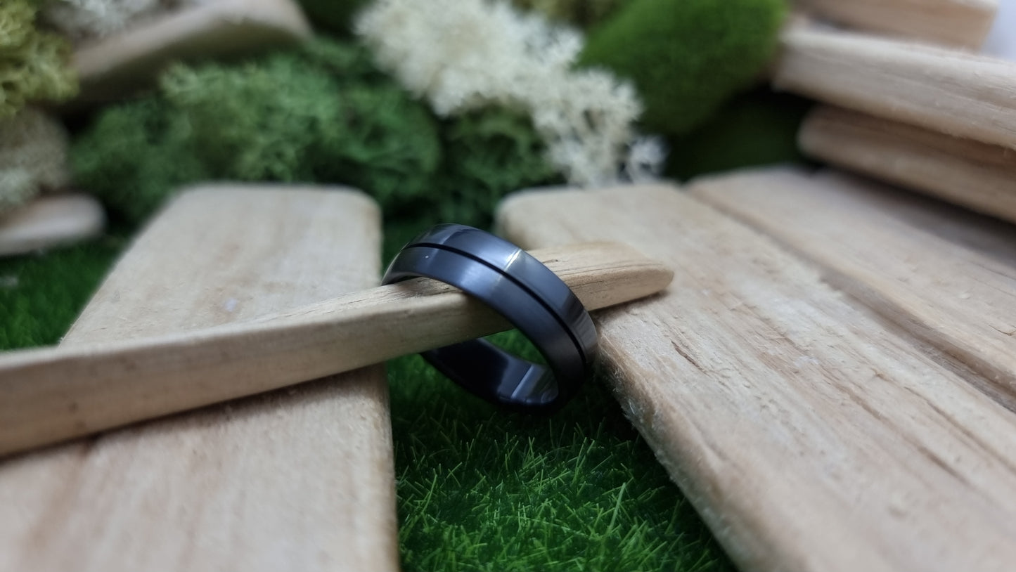 Ness Half and Half Black Zirconium Ring image 7