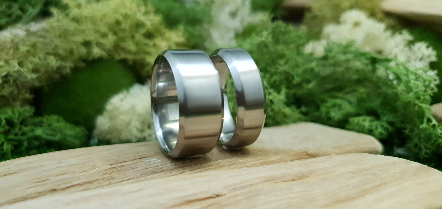 Stainless Steel Satin Finish Bevel Shape Ring image 4