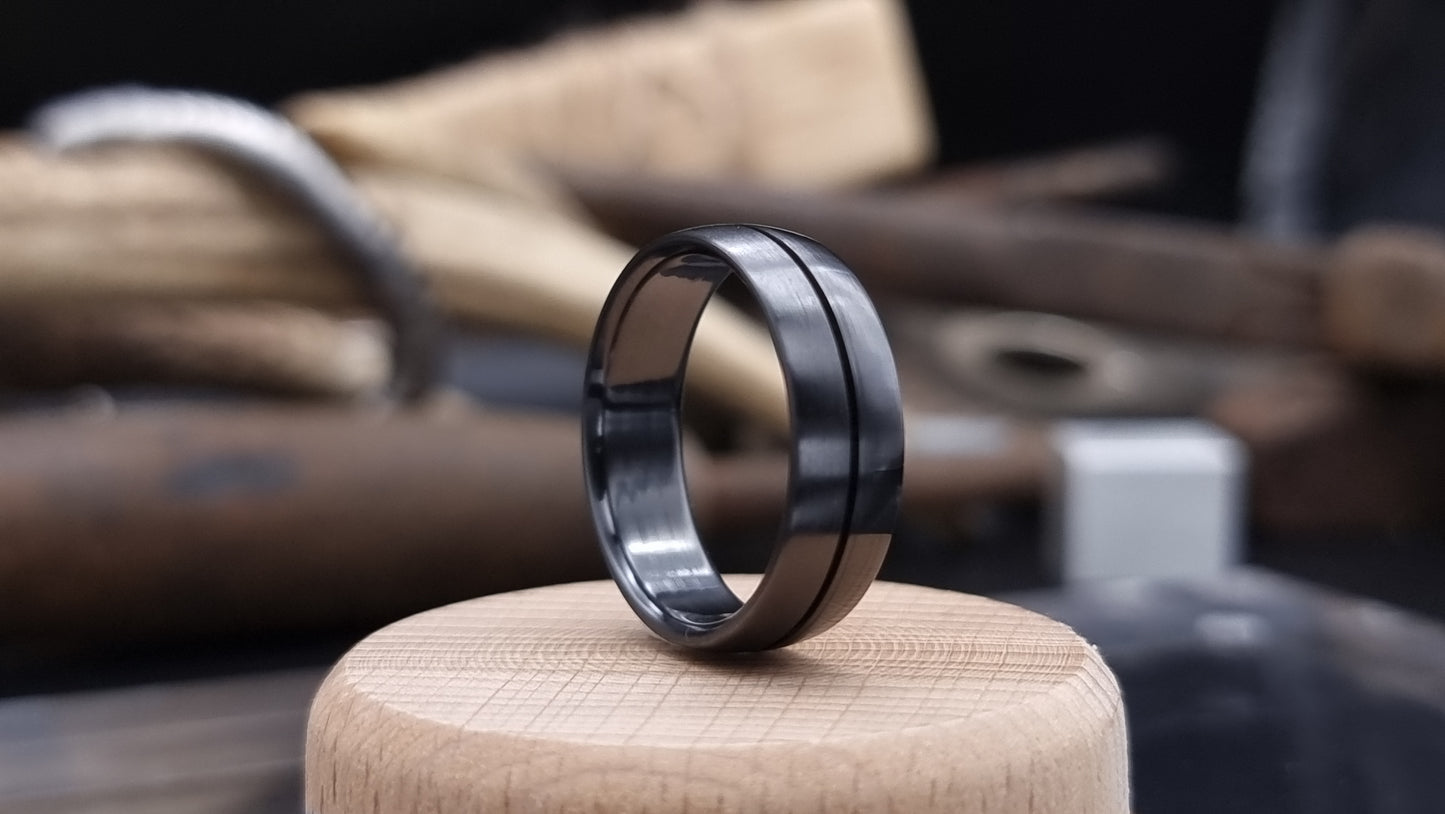 Ness Half and Half Black Zirconium Ring image 1
