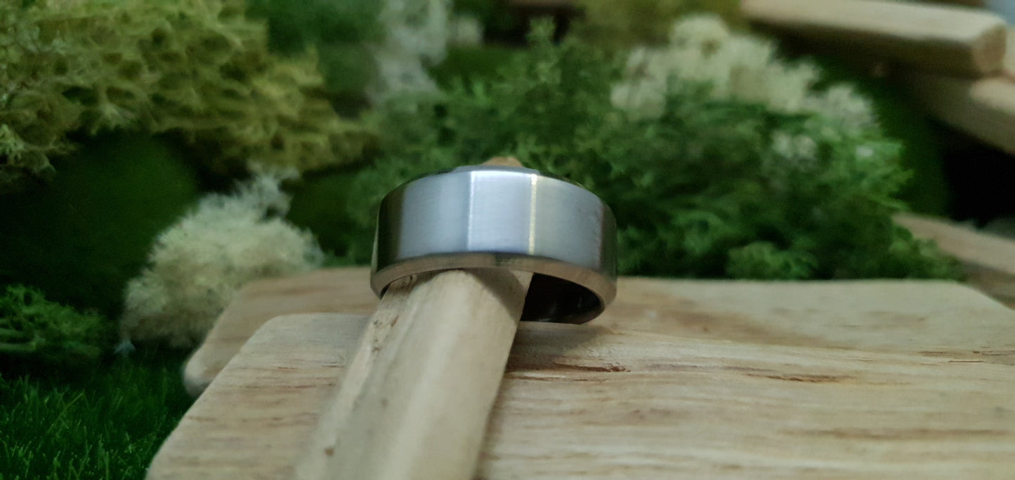 Stainless Steel Satin Finish Bevel Shape Ring image 3