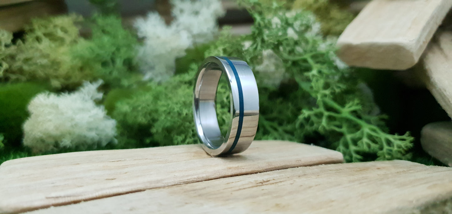 Lumo in Blue UV Glow Stainless Steel Ring image 5