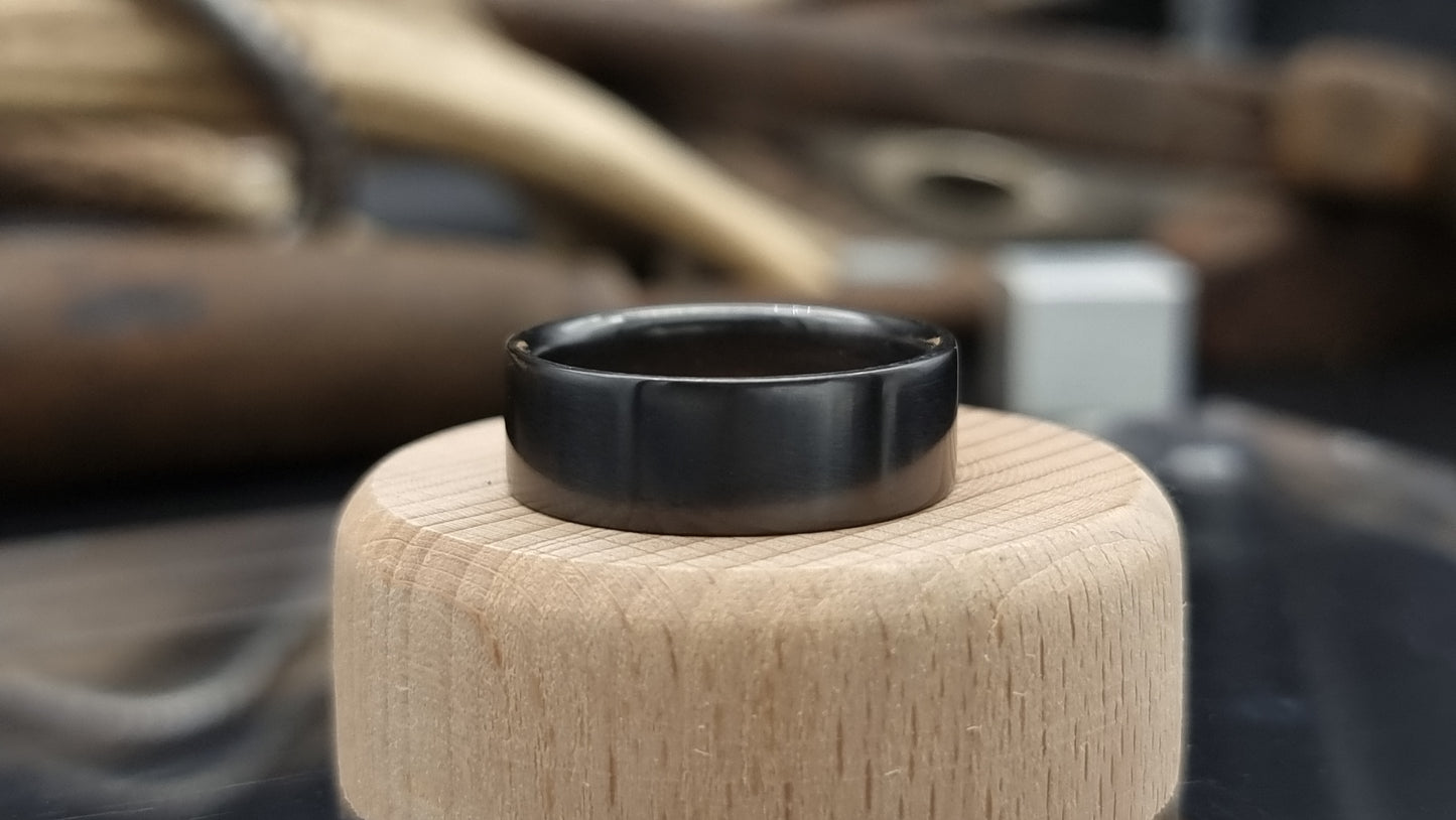 Black Zirconium Flat Shape Ring image 4
