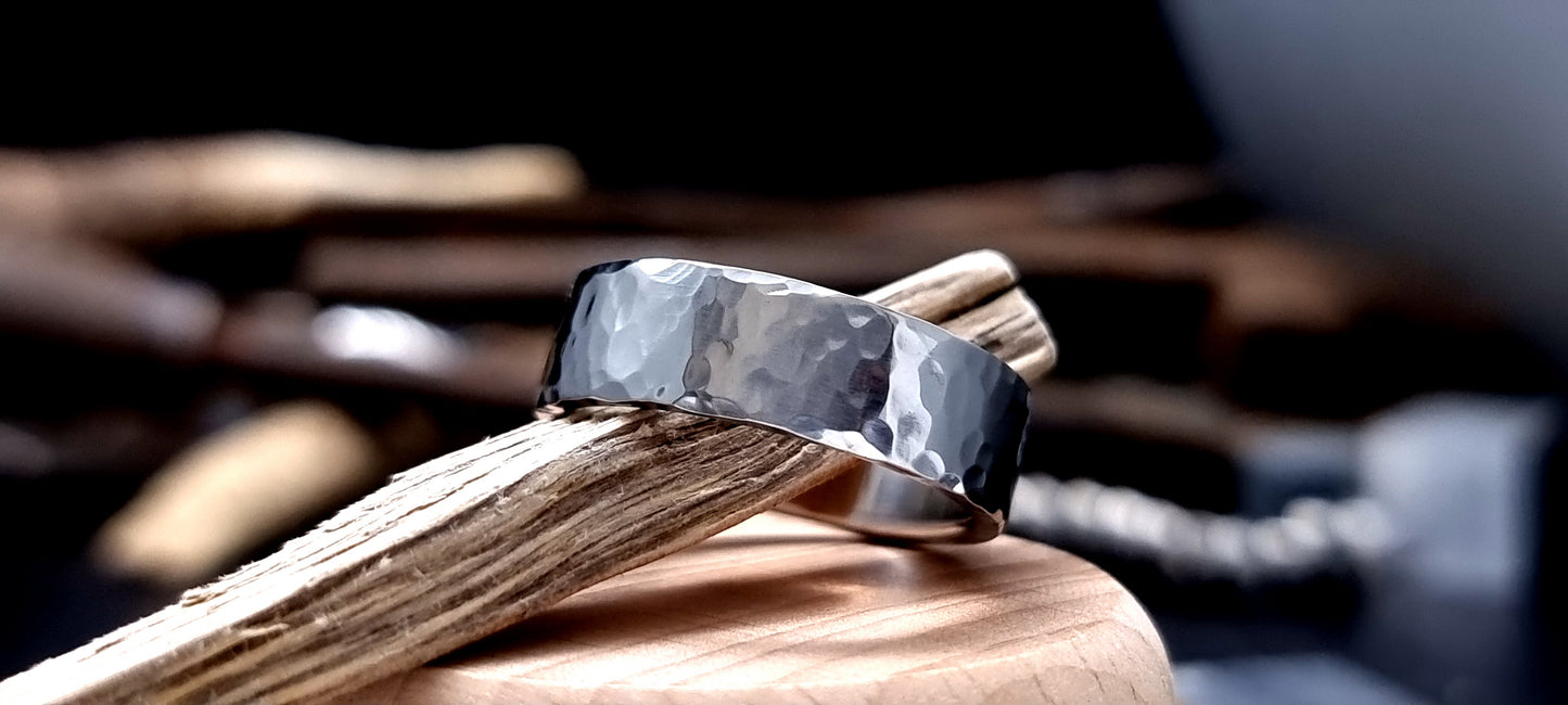 Deveron Hammered Stainless Steel Ring image 3