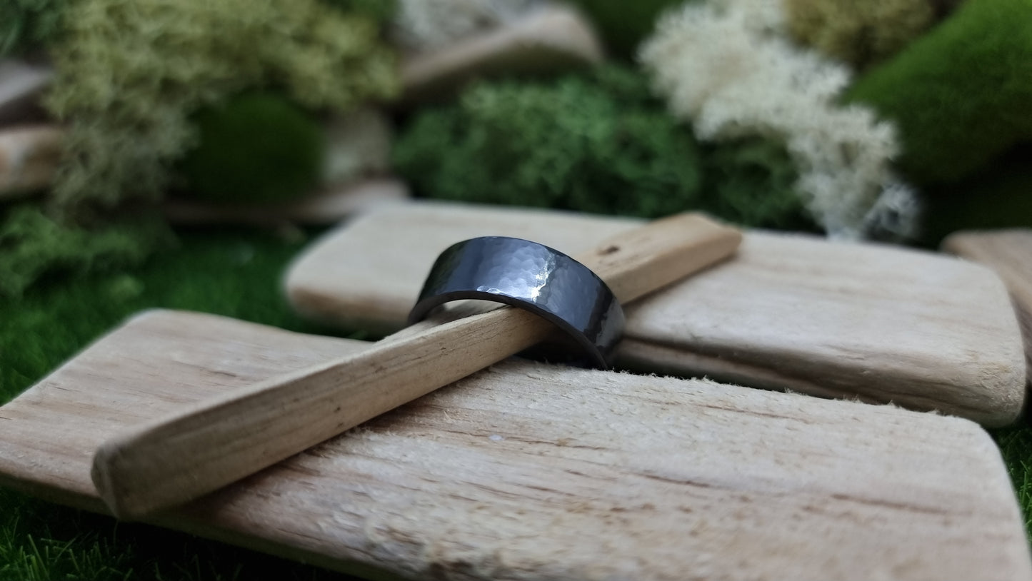 Deveron Hammered Black Zirconium Ring image 6