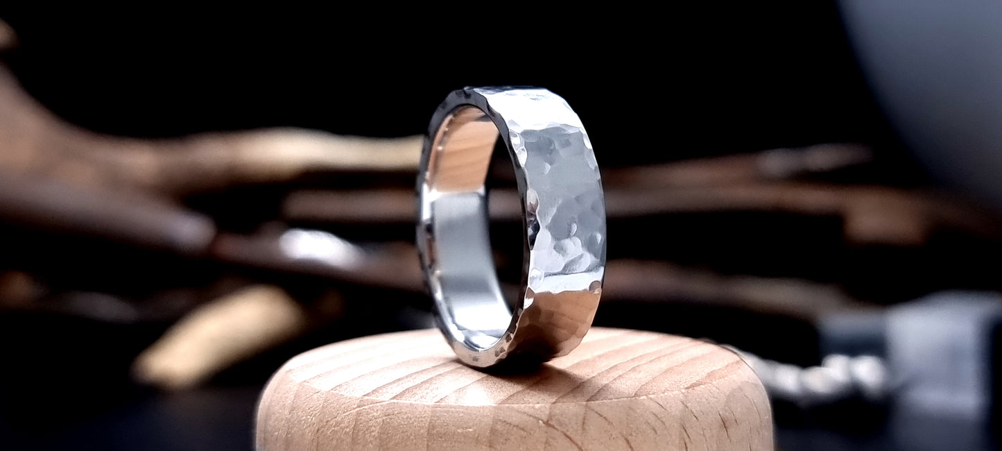 Deveron Hammered Stainless Steel Ring image 1