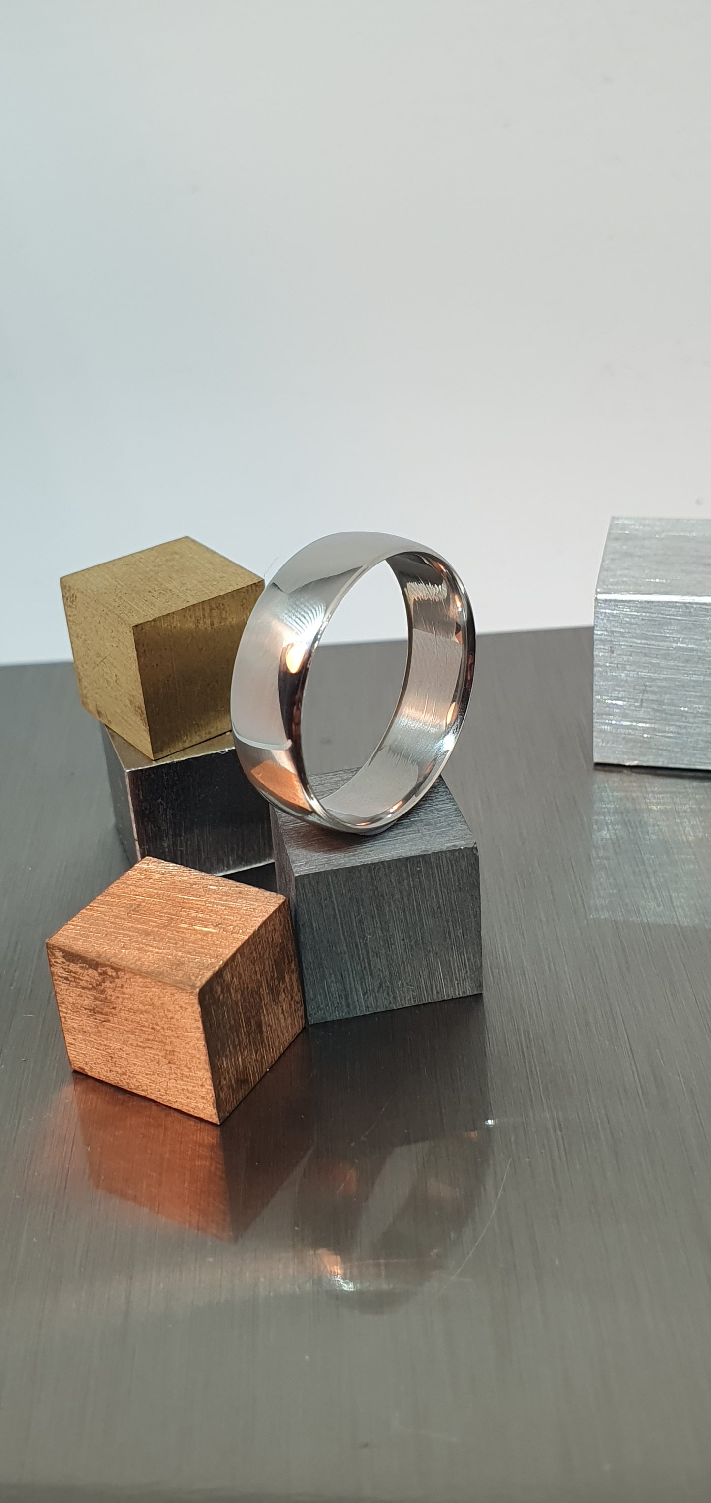 Stainless Steel Polished Court Shape Ring image 4