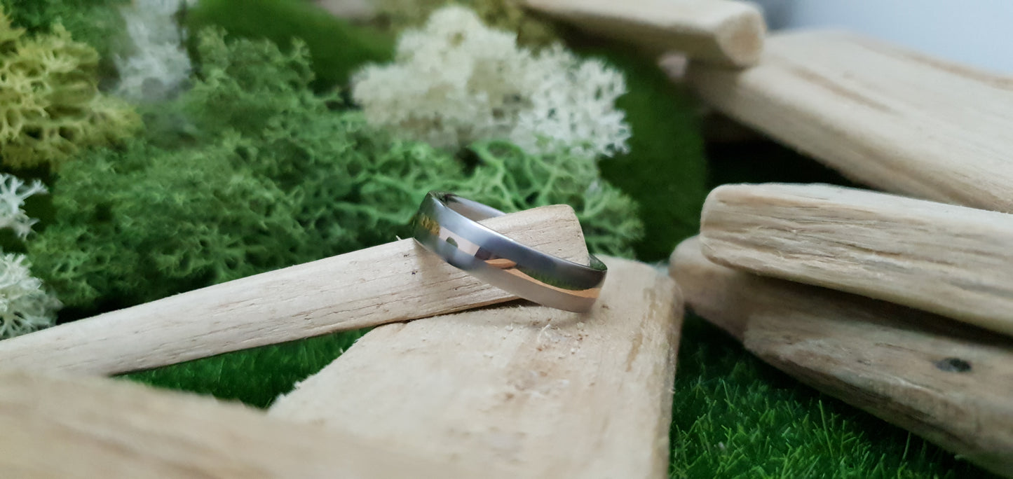 Falls of Feugh 18K Rose Gold Titanium Inlay Ring image 3