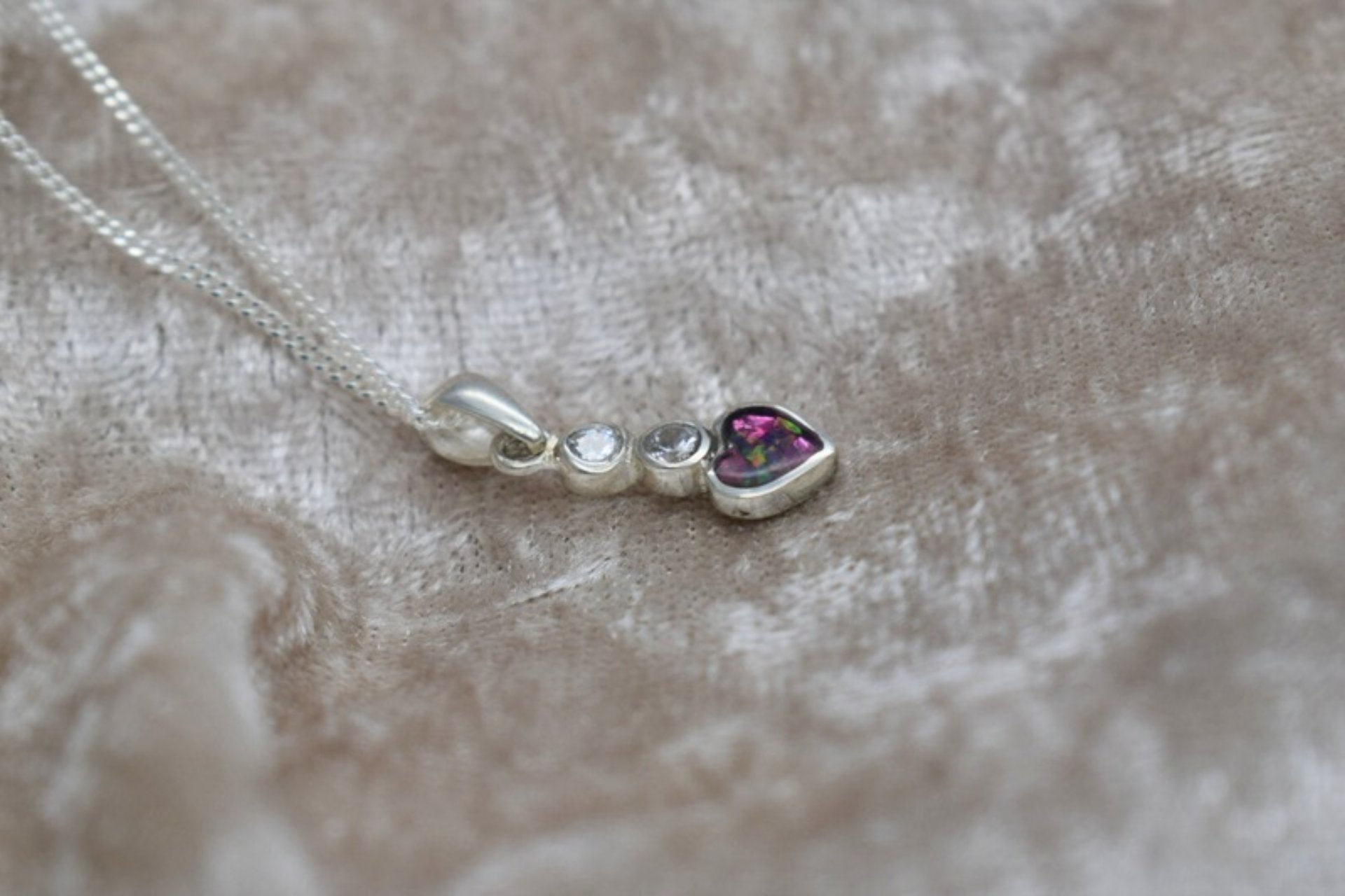 Heart CZ Memorial Ashes Silver Necklace – Sterling Silver Cremation Keepsake Pendant with Cubic Zirconia, Handmade in the UK.