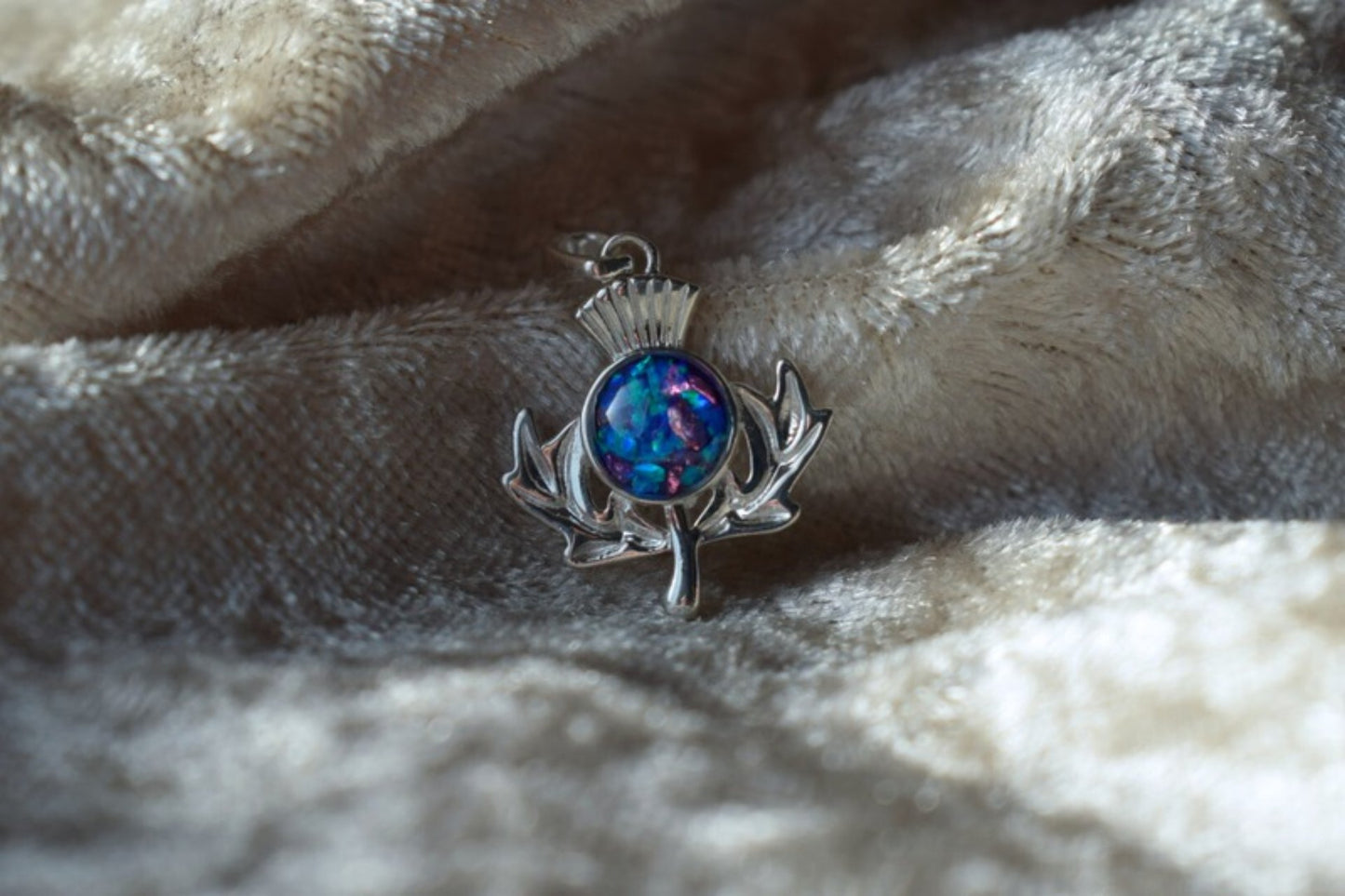 Scottish Thistle Silver Memorial Necklace