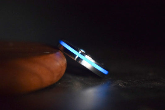 Lumo in Blue UV Glow Stainless Steel Ring