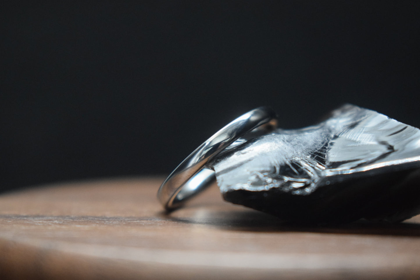 Slim Titanium Polished Court Shape Ring