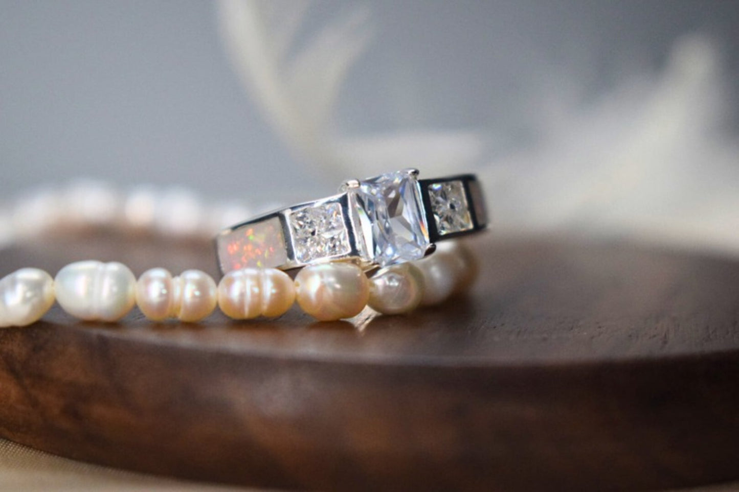 Silver Square CZ Memorial Ashes Ring