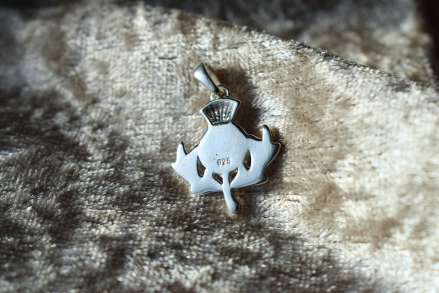 Scottish Thistle Silver Memorial Necklace