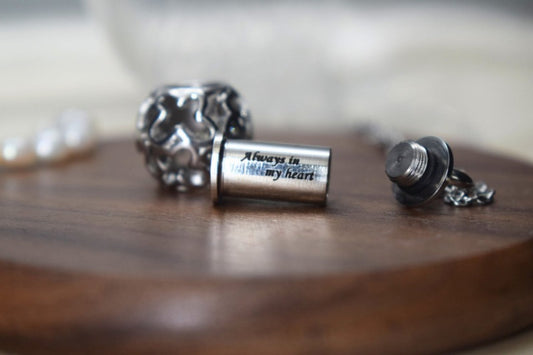 Self-Fill Capsule Memorial Necklace with Floral Cage