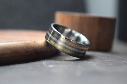 Falls of Feugh Triple Inlay Titanium Ring