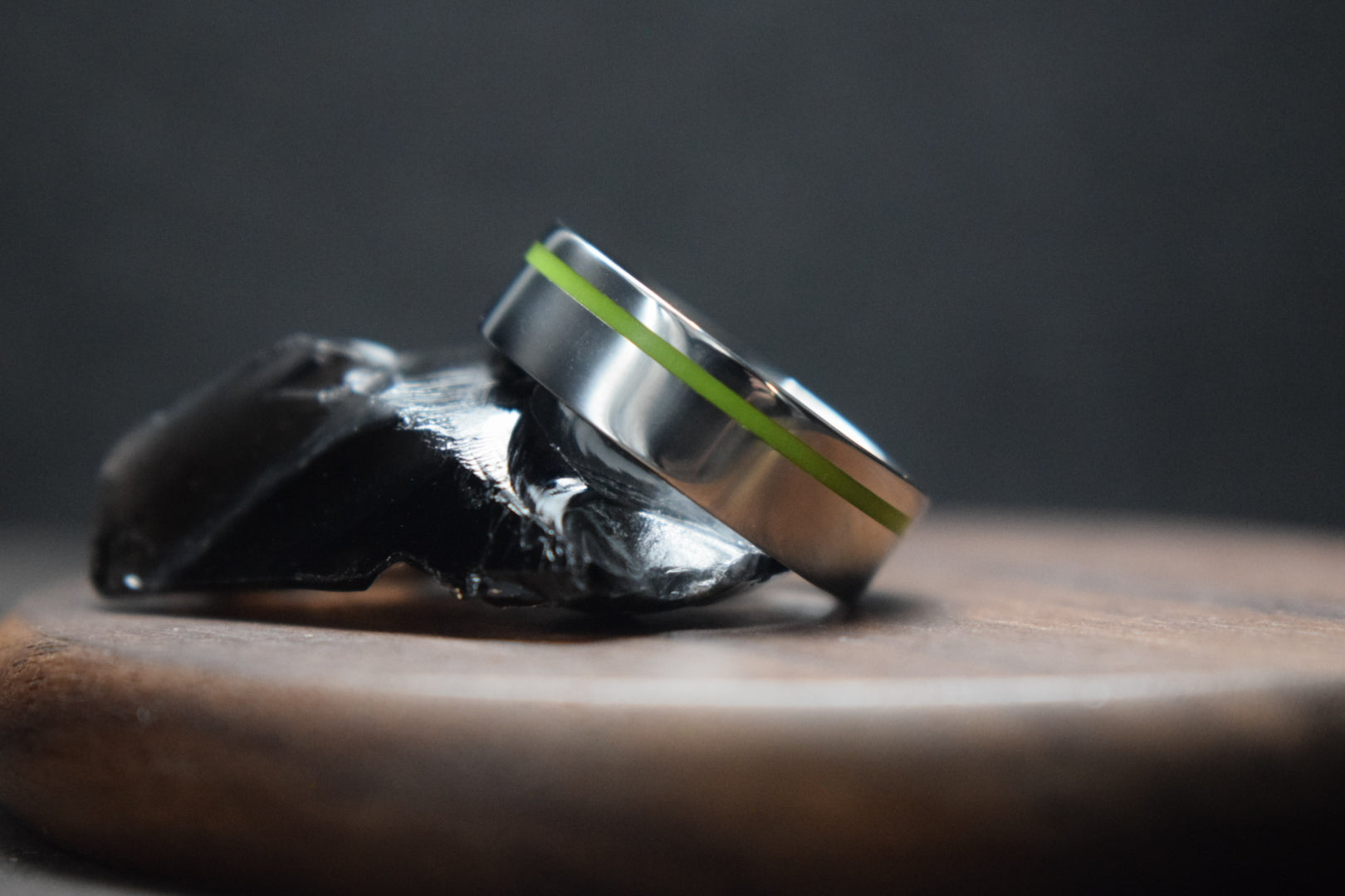 Zirconium Glowing Wedding Band Lumo In Zing UV Glow Stainless