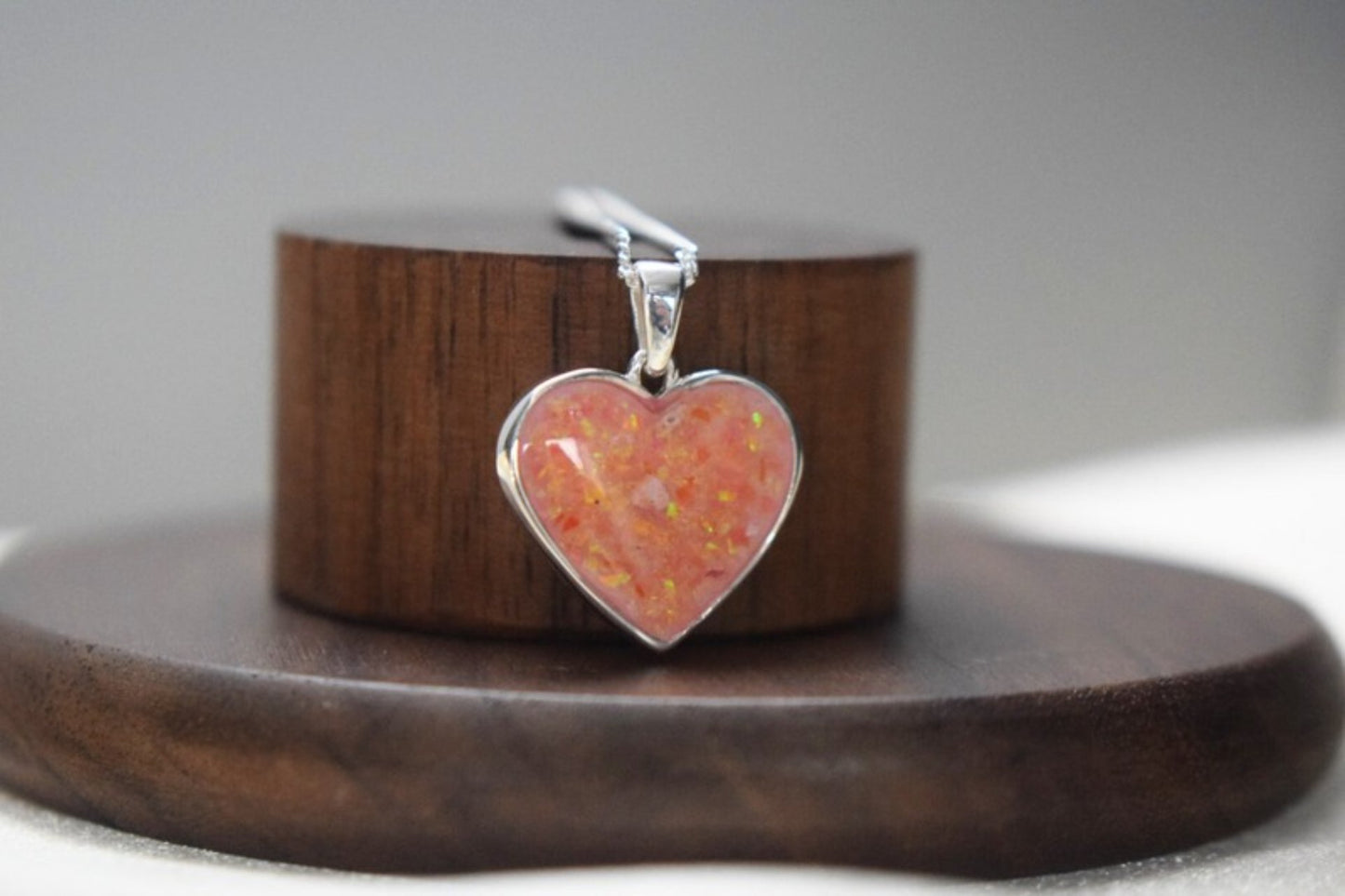Large Silver Heart Memorial Necklace