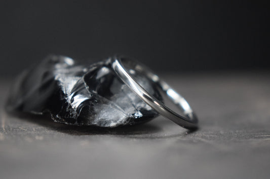 Slim Stainless Steel Polished Court Shape Ring