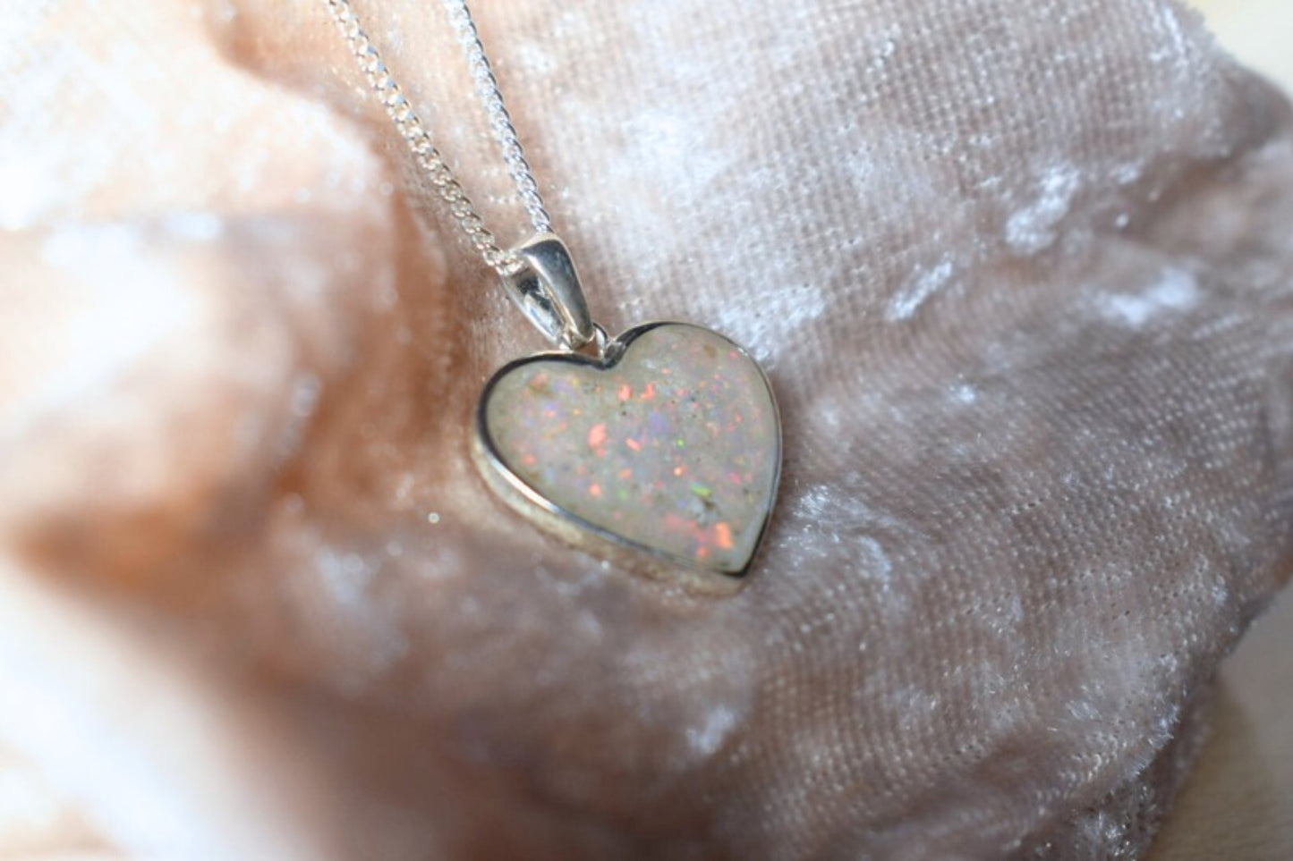 Memorial ashes necklace with large silver heart charm and optional engraving