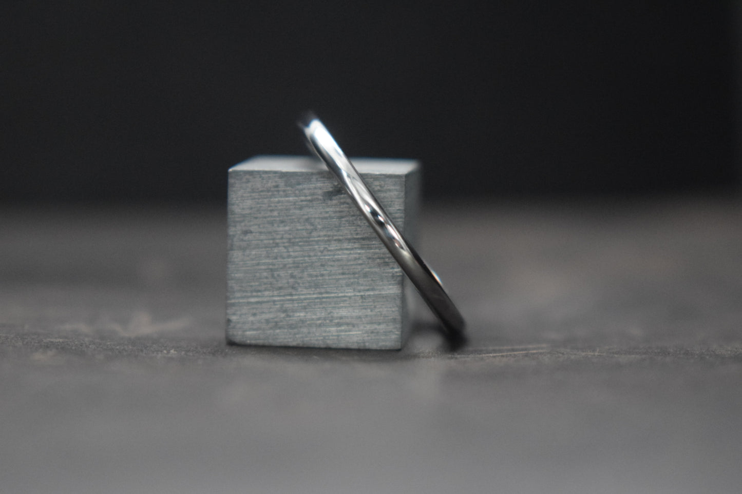 Slim Stainless Steel Polished Court Shape Ring