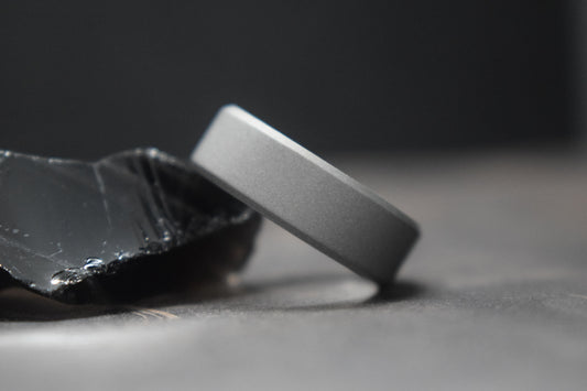 Titanium Blasted Bevel Shape Ring